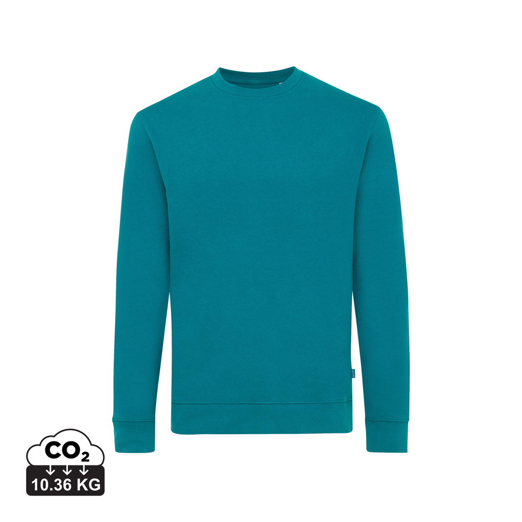 Pull promotionnel unisexe coton recyclé 340g Iqoniq Zion Bleu canard